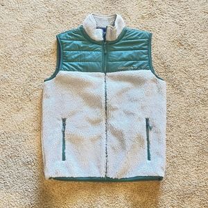 Vineyard Vines Men's Sherpa Fleece‎ Full Zip Vest Size Small Green Grey